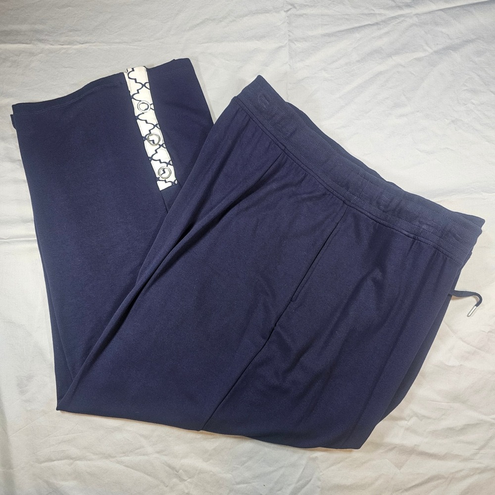 Ali Miles 2X Navy Pull-String Elastic Waist Wide Leg Casual Pants NWT - 1540